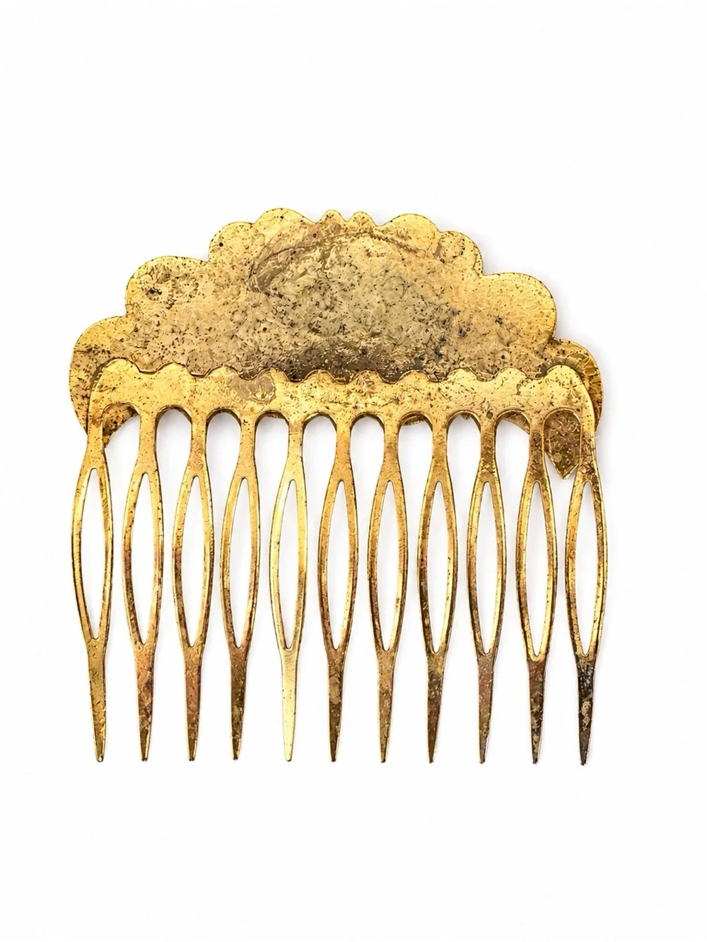 Vintage 1970s Cloisonné Floral Hair Combs Pair Gold Tone Enamel